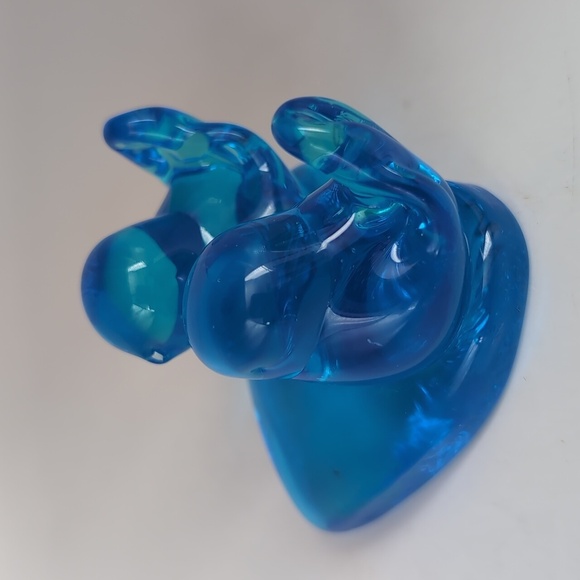 Small Leo Ward 1997 Signed Double Bluebird Blue Birds Happiness Glass Figurine - Picture 4 of 11